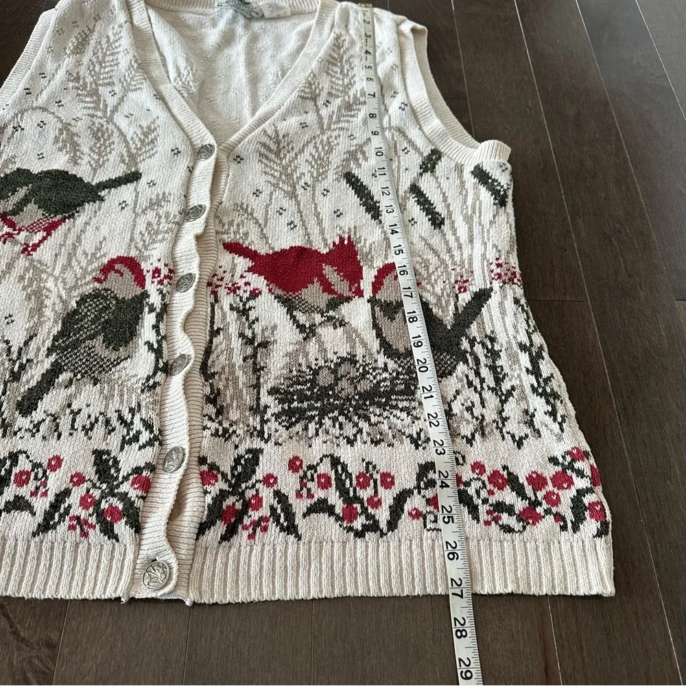 Vintage Northern Reflections Sweater Vest Bird Floral Cottagecore Prairie XL - Picture 6 of 8